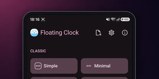 Floating Clock app home screen