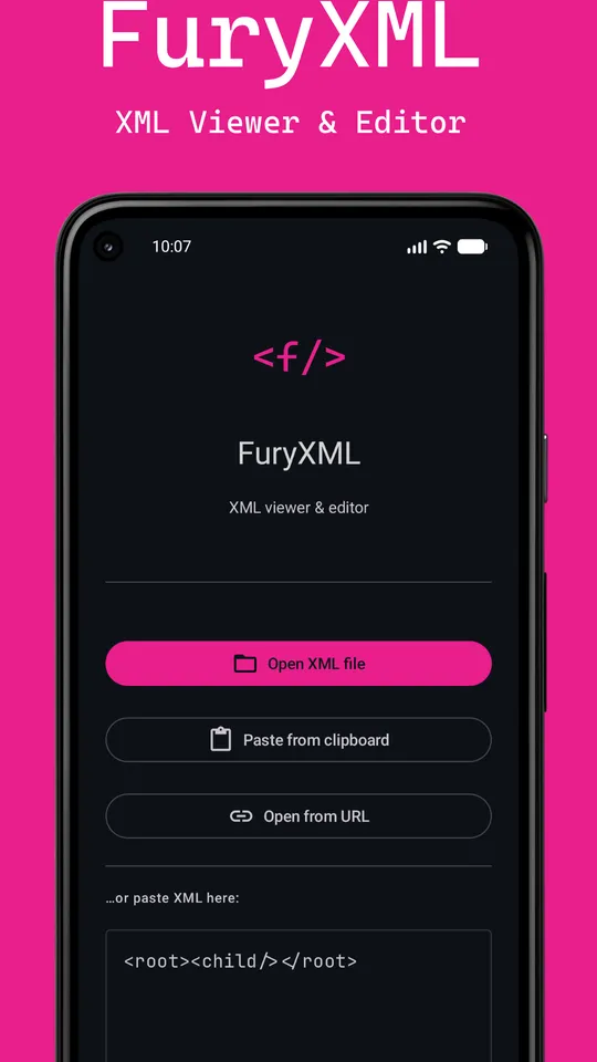 FuryXML screen 1